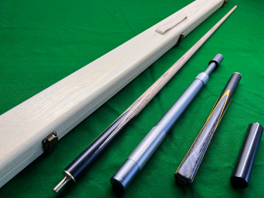 HANDMADE EBONY 3/4 JOINTED SNOOKER CUE 9.5MM TIP WD29 COMPLETE SET WITH CASE AND TELESCOPIC EXTENSION