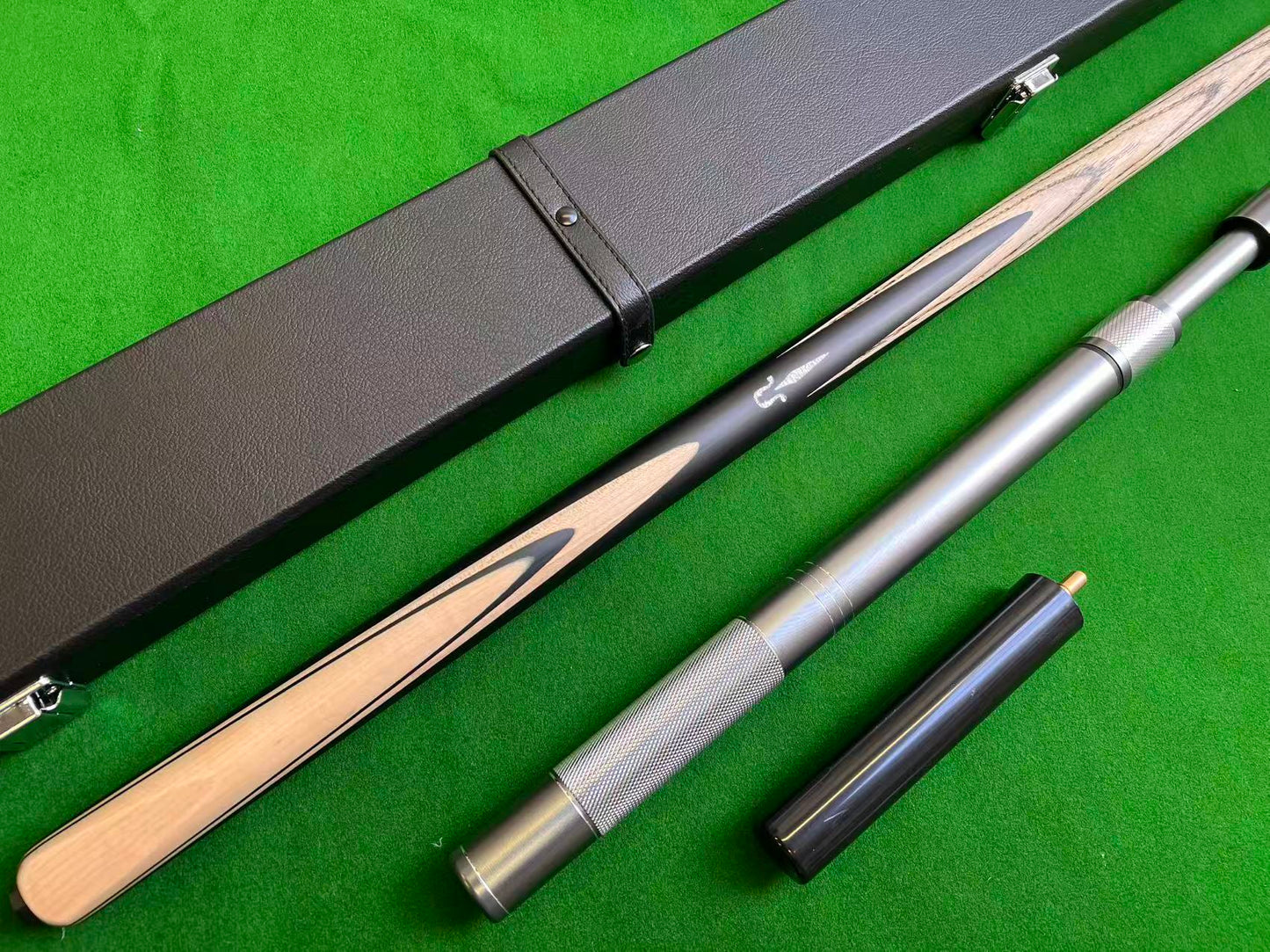 Handmade Ebony & Ash One-Piece Snooker Cue Set | Case & Extensions Included