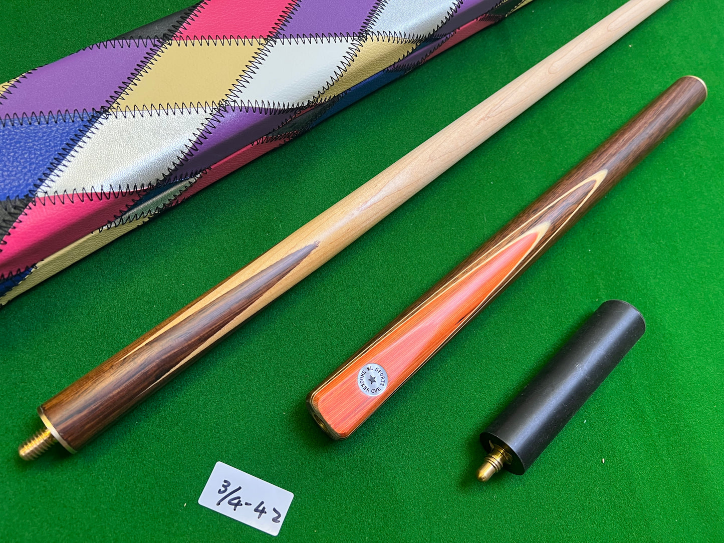 3/4 Jointed W&L Star Snooker Cue Maple Shaft With Harlequin Case
