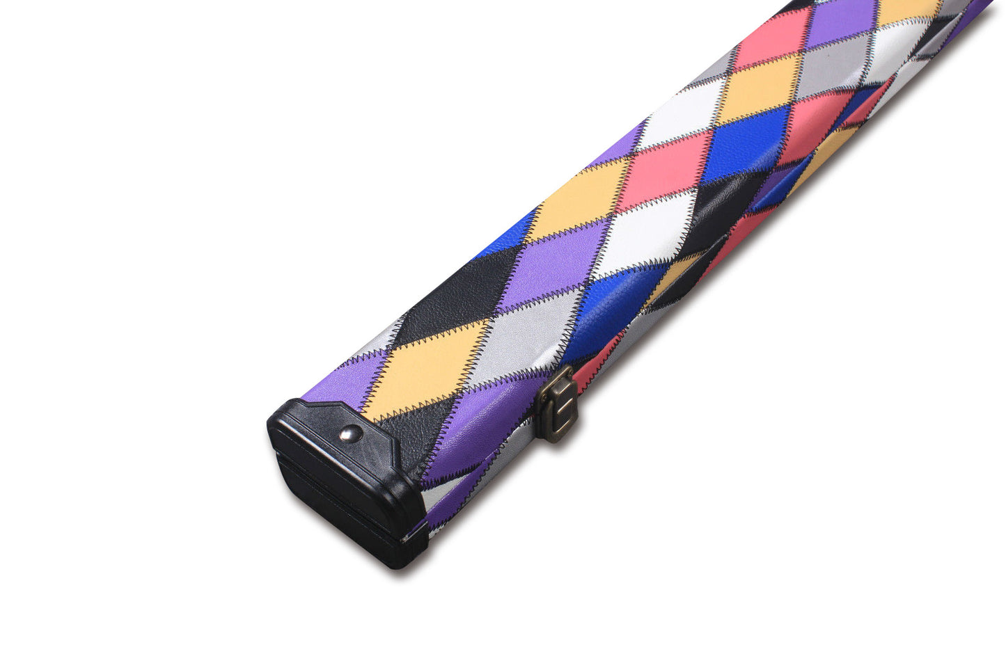 3/4 HARLEQUIN HANDMADE HARD DIAMOND CUE CASE MULTI COLOURED - SNOOKER OR POOL CUES E6121-3