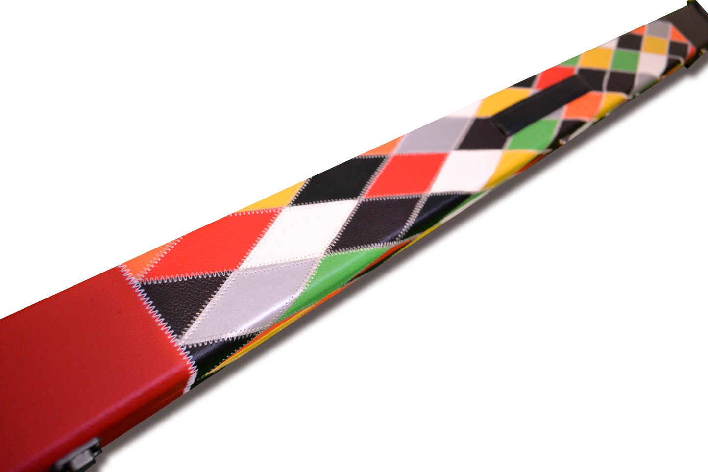 3/4 HARLEQUIN HANDMADE HARD DIAMOND CUE CASE MULTI COLOURED - SNOOKER OR POOL CUES E6121