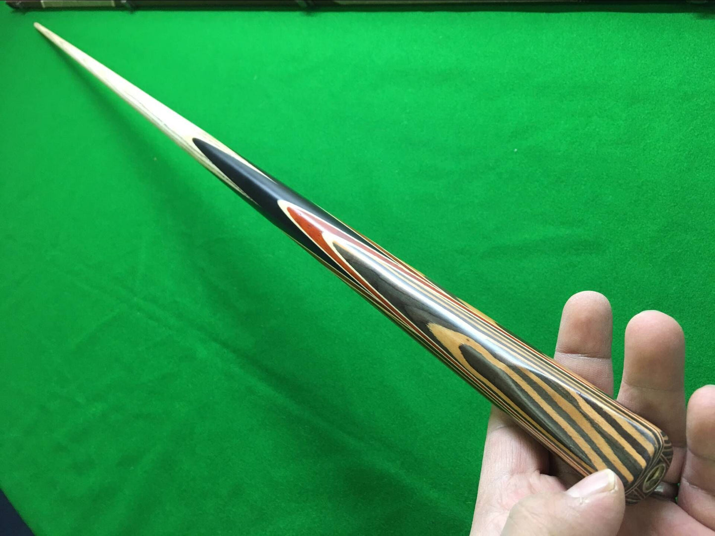 ONE PIECE ASH SHAFT BLACK EBONY HANDMADE SNOOKER CUE SET WITH CASE AND EXTENSIONS WDC