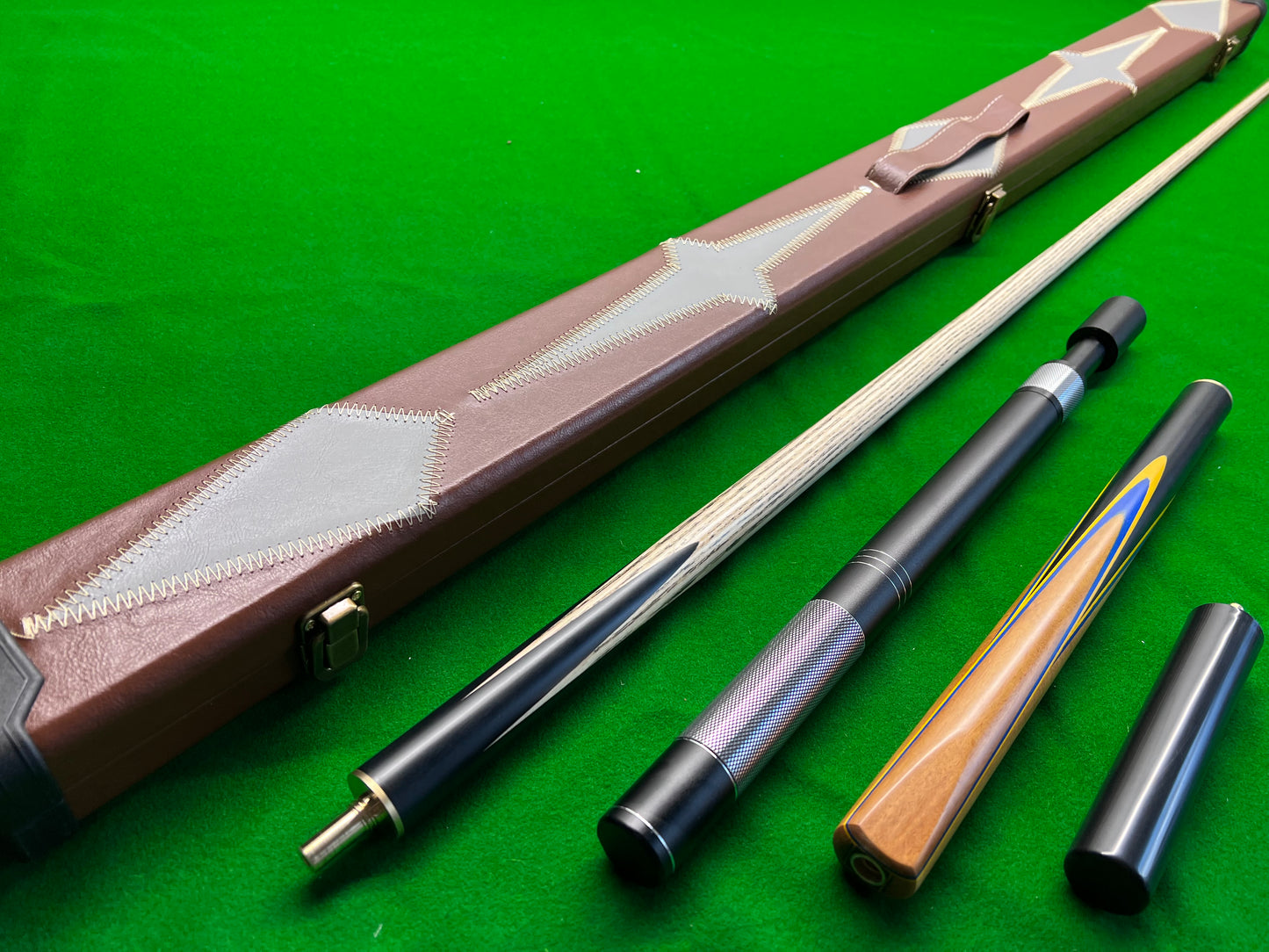 HANDMADE EBONY 3/4 JOINTED SNOOKER CUE 8.5MM TIP WD30 COMPLETE SET WITH CASE AND TELESCOPIC EXTENSION