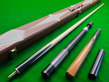 HANDMADE EBONY 3/4 JOINTED SNOOKER CUE 8.5MM TIP WD30 COMPLETE SET WITH CASE AND TELESCOPIC EXTENSION