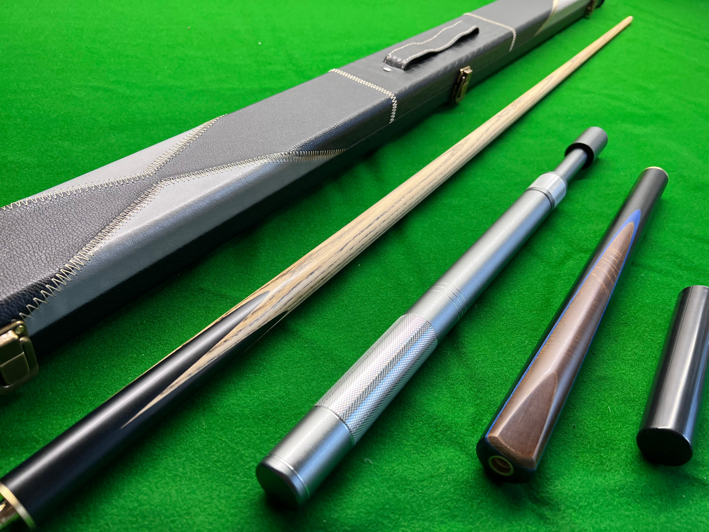 HANDMADE EBONY 3/4 JOINTED SNOOKER CUE 58.5" WD27 COMPLETE SET WITH CASE AND TELESCOPIC EXTENSION