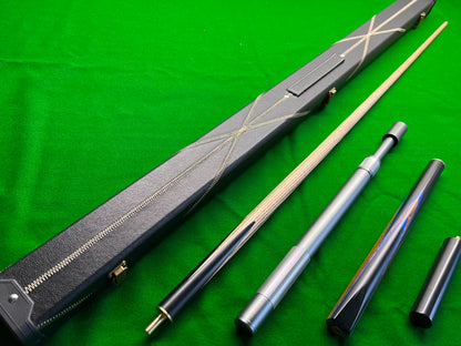 HANDMADE EBONY 3/4 JOINTED SNOOKER CUE 58.5" WD28 COMPLETE SET WITH CASE AND TELESCOPIC EXTENSION