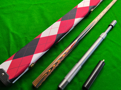 ONE PIECE ASH SHAFT BLACK EBONY HANDMADE SNOOKER CUE SET WITH CASE AND EXTENSIONS WDC