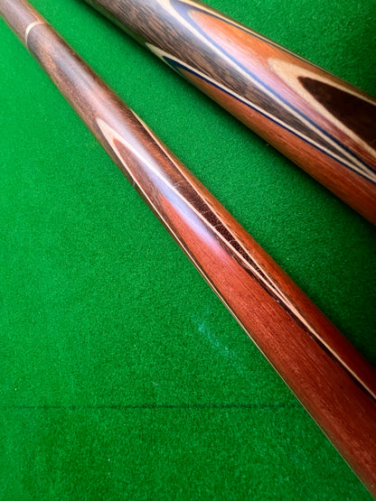 2x Pre Owned 3/4 Snooker Cues ash and Maple shaft, 8.5mm and 9.5mm tip