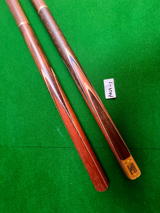 2x Pre Owned 3/4 Snooker Cues ash and Maple shaft, 8.5mm and 9.5mm tip