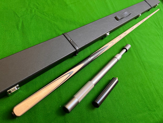 Handmade Ebony & Ash One-Piece Snooker Cue Set | Case & Extensions Included