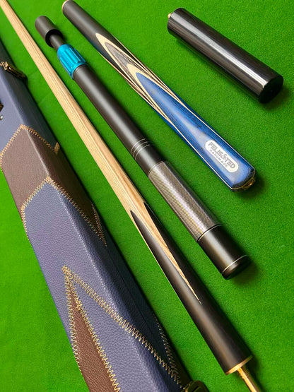 58“ FELIS N TED HANDMADE EBONY 3/4 JOINTED SNOOKER CUE COMPLETE SET WITH CASE AND TELESCOPIC EXTENSION