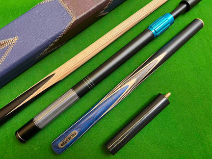 58“ FELIS N TED HANDMADE EBONY 3/4 JOINTED SNOOKER CUE COMPLETE SET WITH CASE AND TELESCOPIC EXTENSION