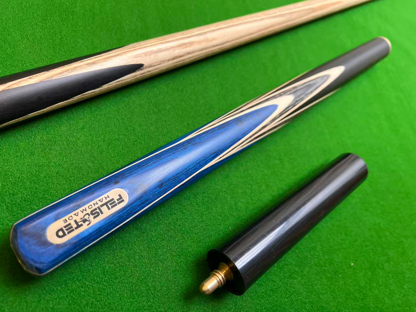 58“ FELIS N TED HANDMADE EBONY 3/4 JOINTED SNOOKER CUE COMPLETE SET WITH CASE AND TELESCOPIC EXTENSION