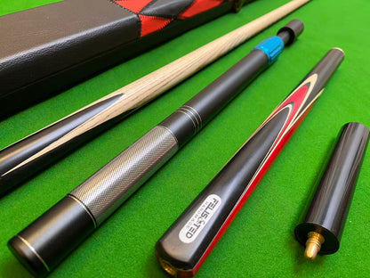 58“ FELIS N TED HANDMADE EBONY 3/4 JOINTED SNOOKER CUE COMPLETE SET WITH CASE AND TELESCOPIC EXTENSION