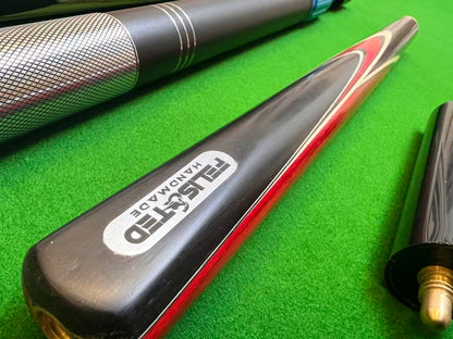 58“ FELIS N TED HANDMADE EBONY 3/4 JOINTED SNOOKER CUE COMPLETE SET WITH CASE AND TELESCOPIC EXTENSION