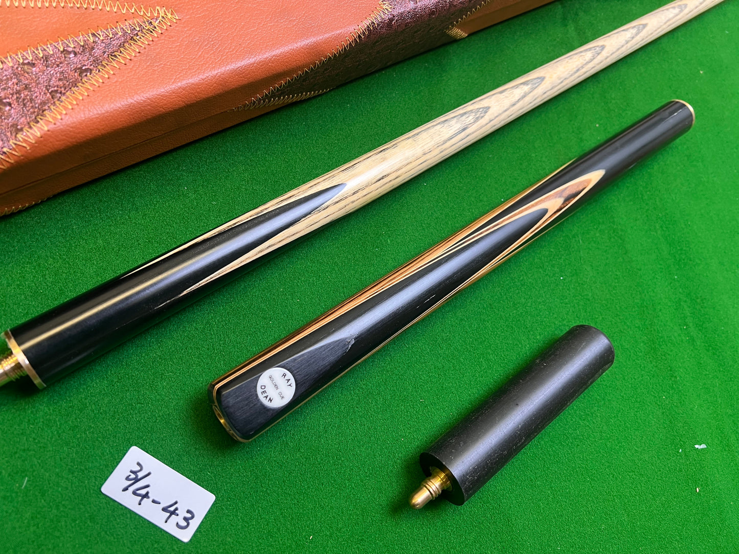 Pre Owned Ray Dean 3/4 Jointed Handmade Snooker English Pool cue set 9mm tip + Case