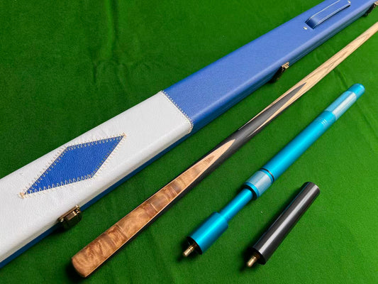 ONE PIECE BURR WOOD ASH SHAFT HANDMADE SNOOKER CUE SET WITH CASE AND EXTENSIONS