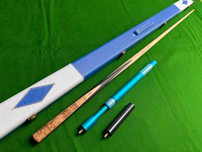ONE PIECE BURR WOOD ASH SHAFT HANDMADE SNOOKER CUE SET WITH CASE AND EXTENSIONS