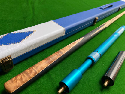 ONE PIECE BURR WOOD ASH SHAFT HANDMADE SNOOKER CUE SET WITH CASE AND EXTENSIONS