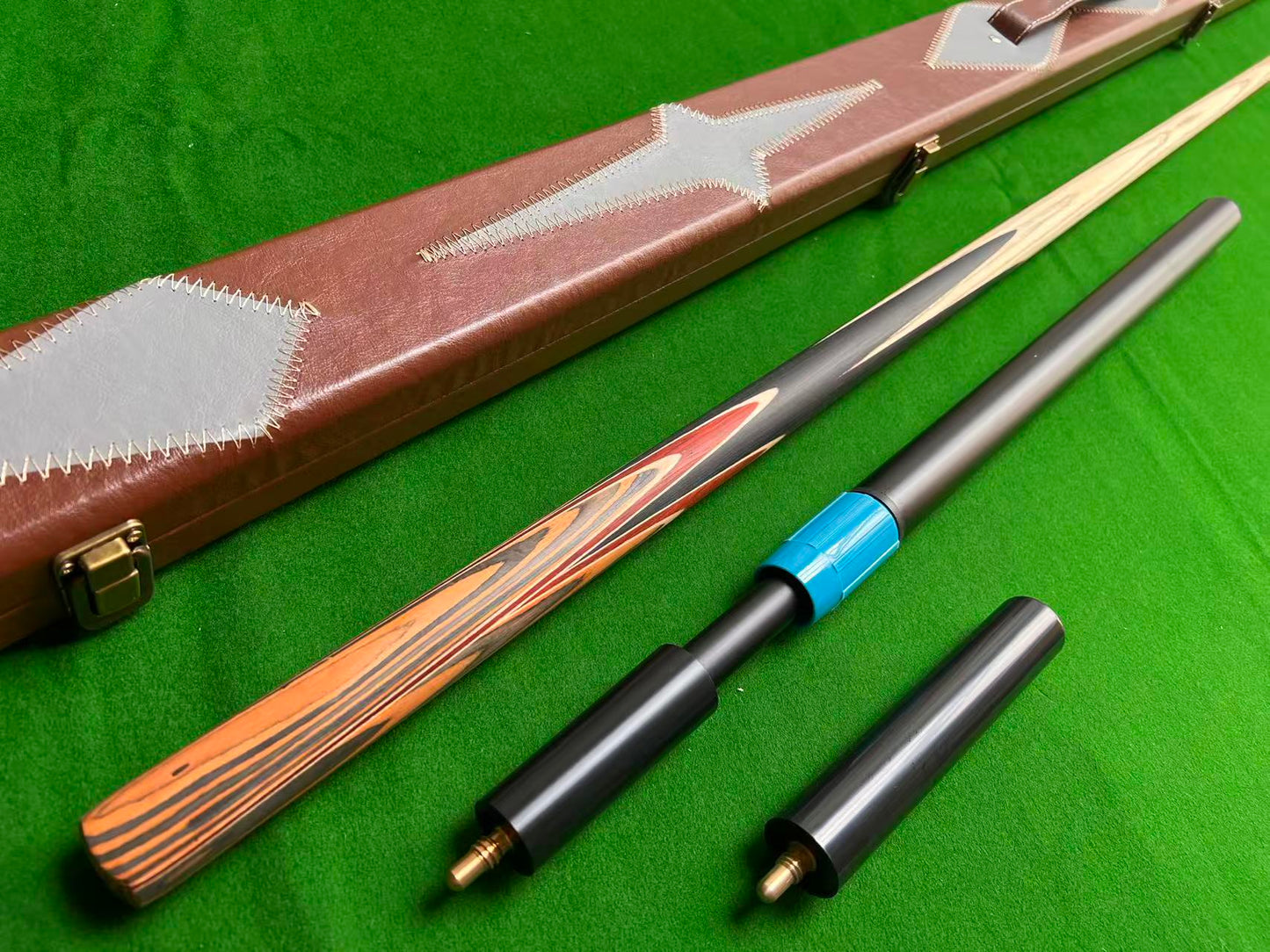 ONE PIECE ASH SHAFT HANDMADE SNOOKER CUE SET WITH CASE AND EXTENSIONS