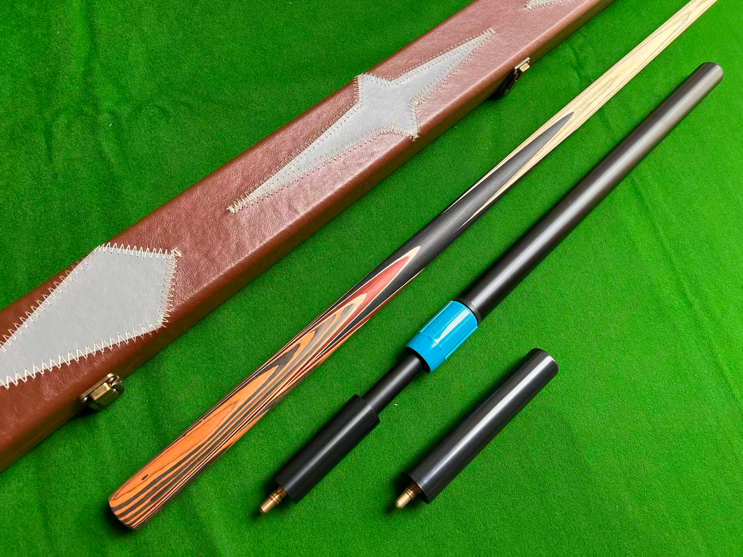 ONE PIECE ASH SHAFT HANDMADE SNOOKER CUE SET WITH CASE AND EXTENSIONS