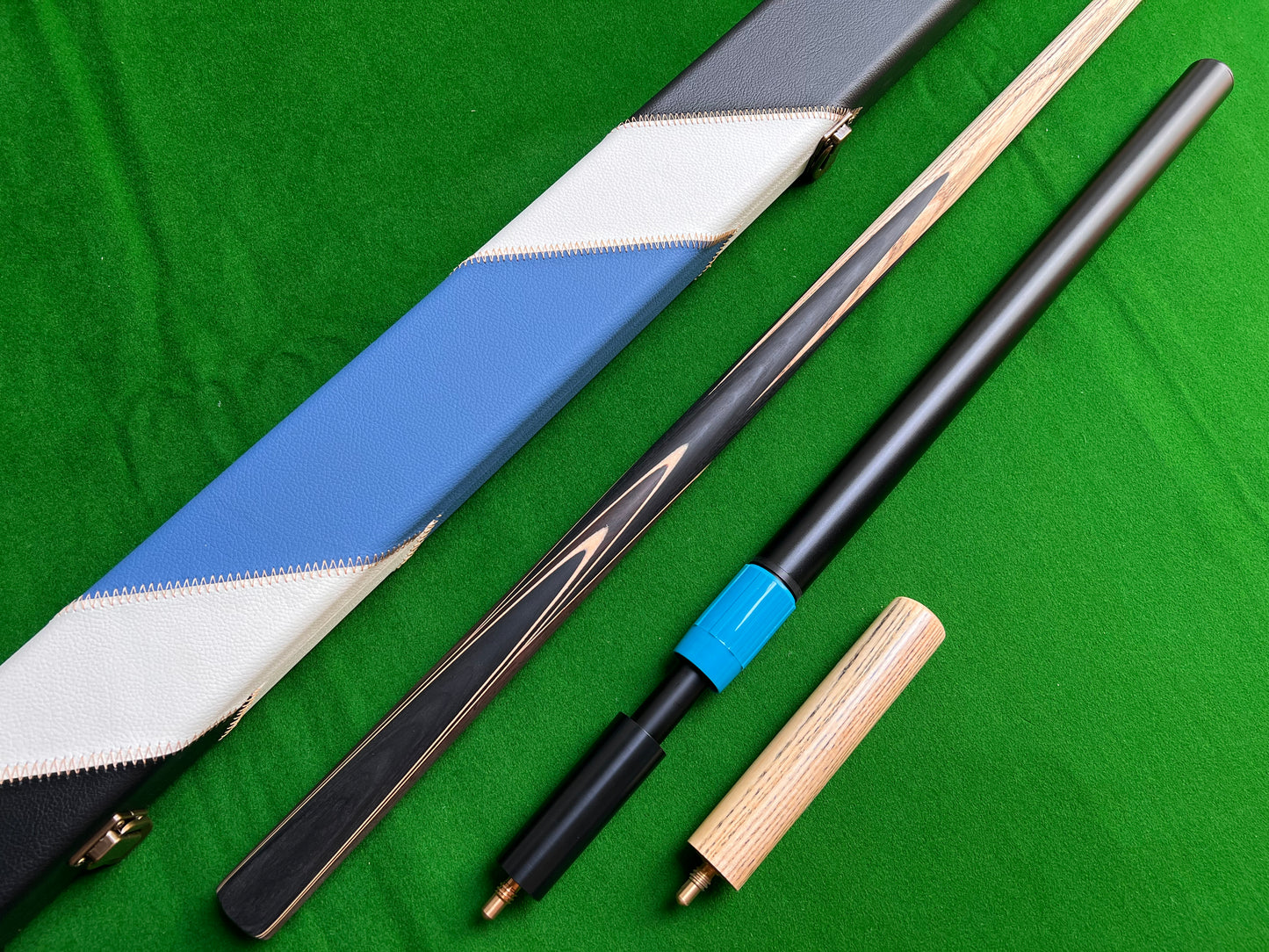 ONE PIECE ASH SHAFT HANDMADE SNOOKER CUE SET WITH CASE AND EXTENSIONS