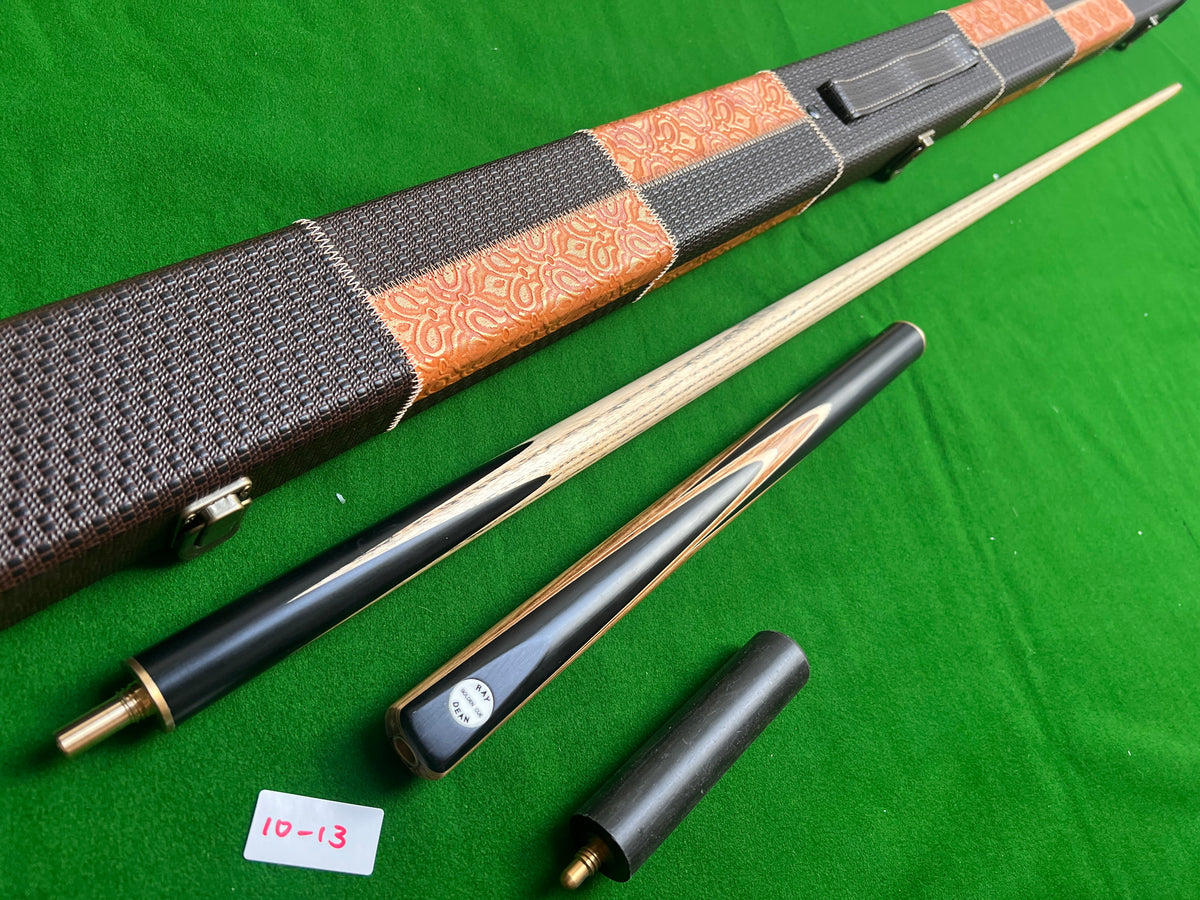 Pre Owned Ray Dean 3/4 Jointed Handmade Snooker English Pool cue set 9mm tip + Case