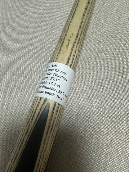 Handmade Pro One Piece Black Ebony Cue 9.5mm Tip