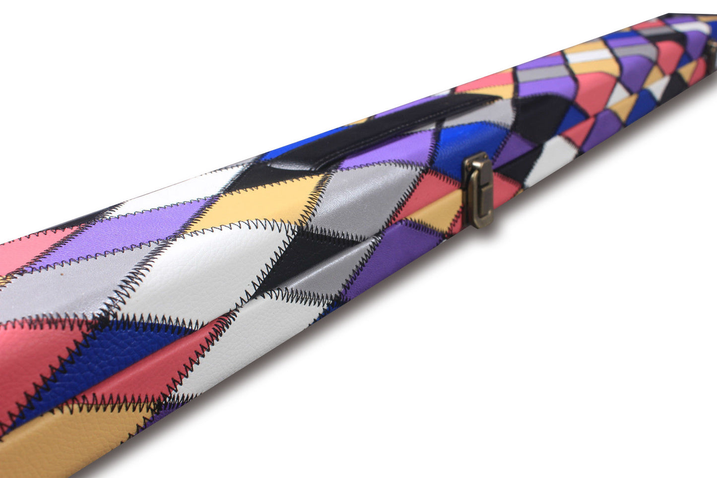 3/4 HARLEQUIN HANDMADE HARD DIAMOND CUE CASE MULTI COLOURED - SNOOKER OR POOL CUES E6121-3