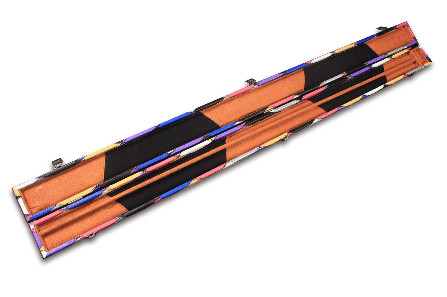 3/4 HARLEQUIN HANDMADE HARD DIAMOND CUE CASE MULTI COLOURED - SNOOKER OR POOL CUES E6121-3
