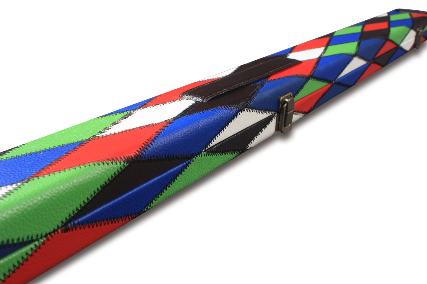 3/4 HARLEQUIN HANDMADE HARD DIAMOND CUE CASE MULTI COLOURED - SNOOKER OR POOL CUES E6121-2