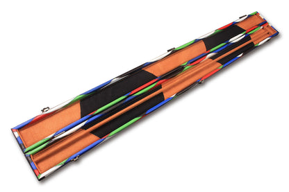 3/4 HARLEQUIN HANDMADE HARD DIAMOND CUE CASE MULTI COLOURED - SNOOKER OR POOL CUES E6121-2