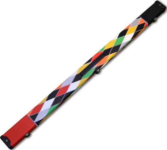 3/4 HARLEQUIN HANDMADE HARD DIAMOND CUE CASE MULTI COLOURED - SNOOKER OR POOL CUES E6121