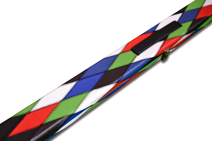 3/4 HARLEQUIN HANDMADE HARD DIAMOND CUE CASE MULTI COLOURED - SNOOKER OR POOL CUES E6121-1