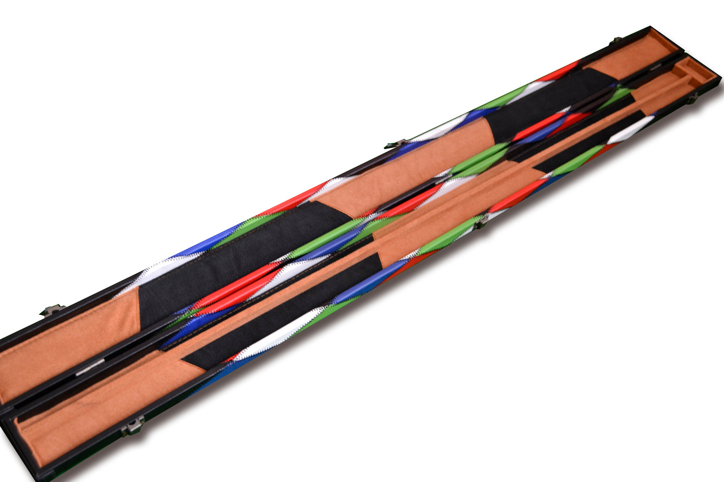 3/4 HARLEQUIN HANDMADE HARD DIAMOND CUE CASE MULTI COLOURED - SNOOKER OR POOL CUES E6121-1