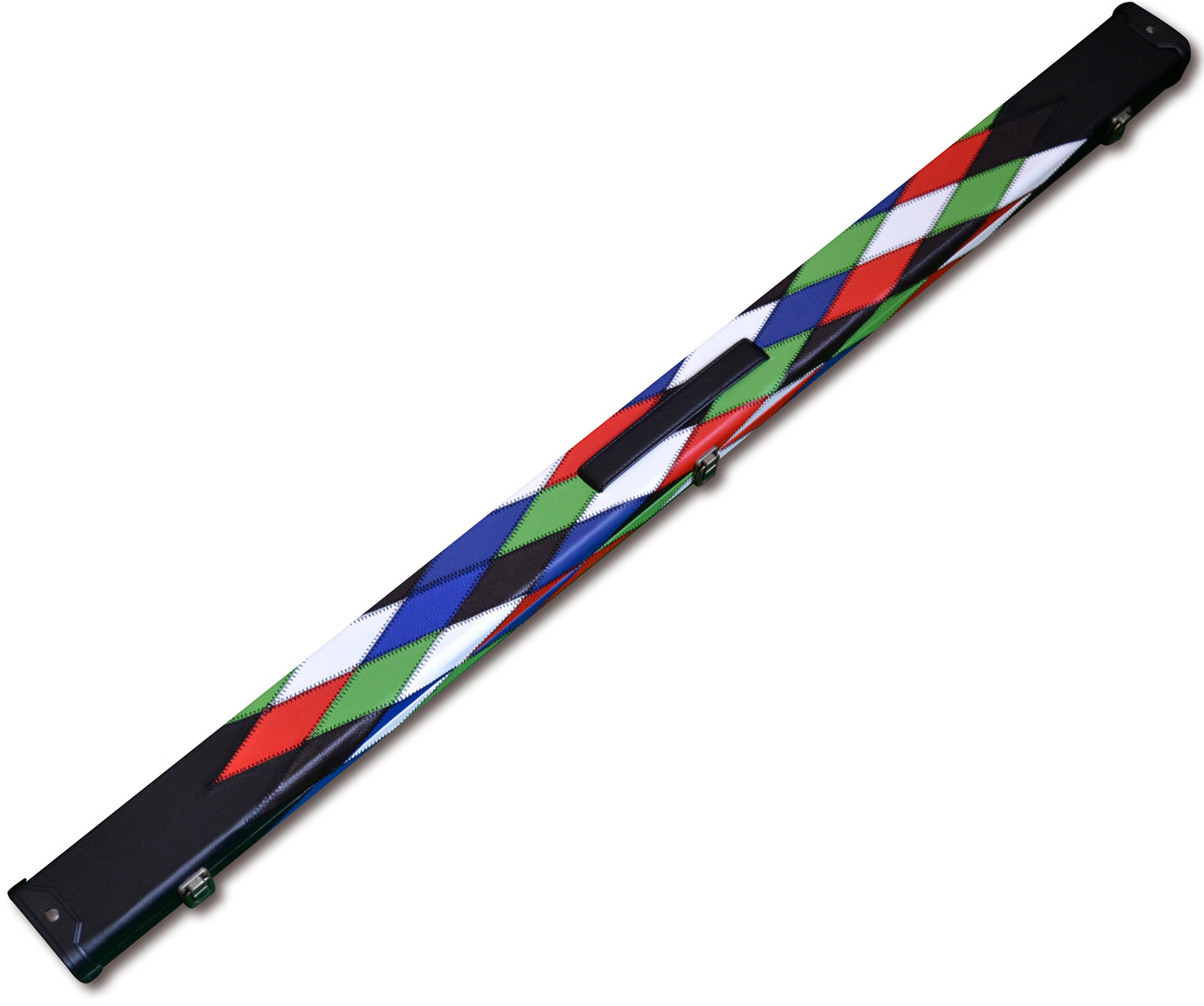 3/4 HARLEQUIN HANDMADE HARD DIAMOND CUE CASE MULTI COLOURED - SNOOKER OR POOL CUES E6121-1