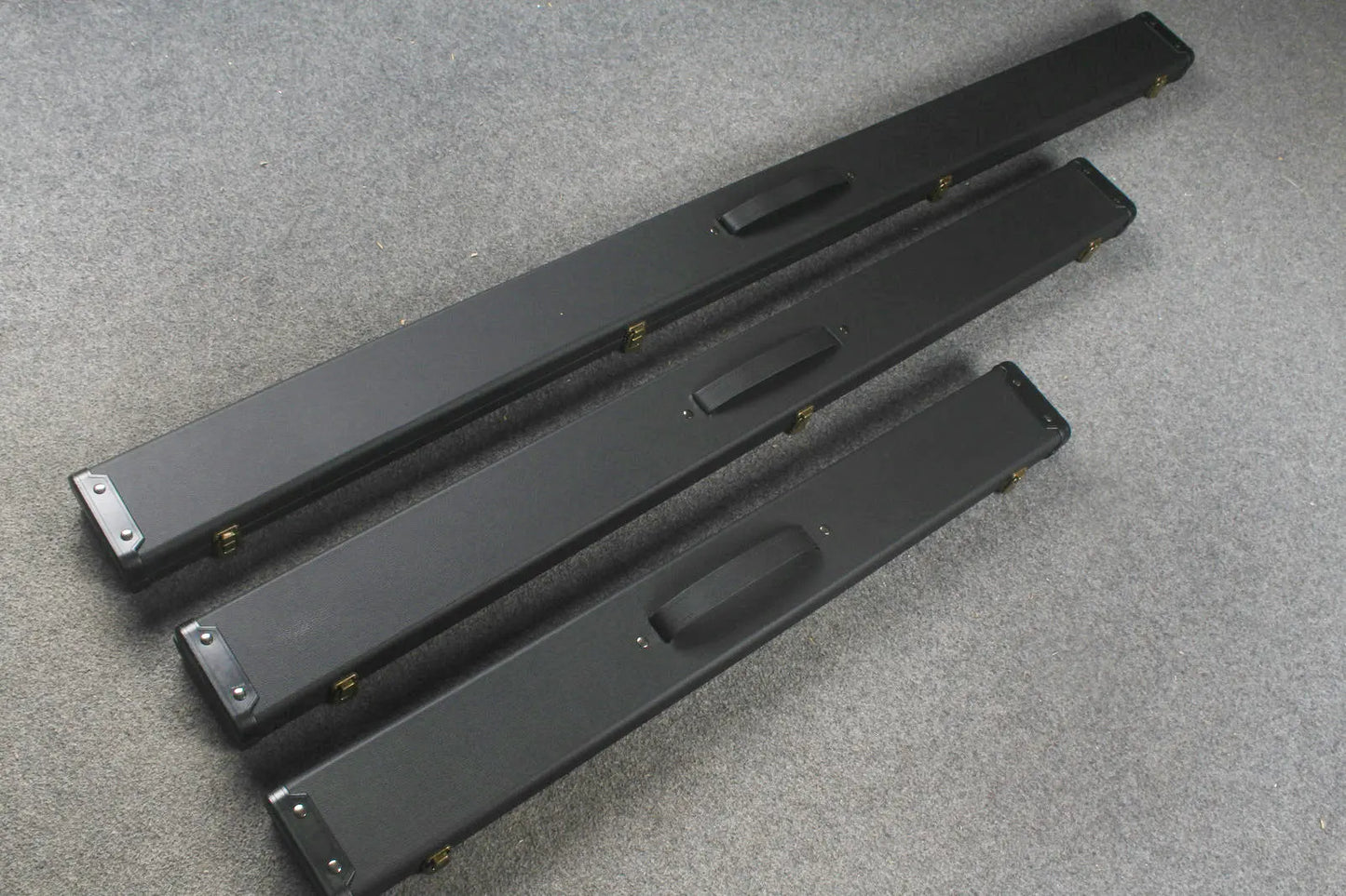 Plain Black Wide Snooker Pool Cue Case with Plastic Ends 3 Slots