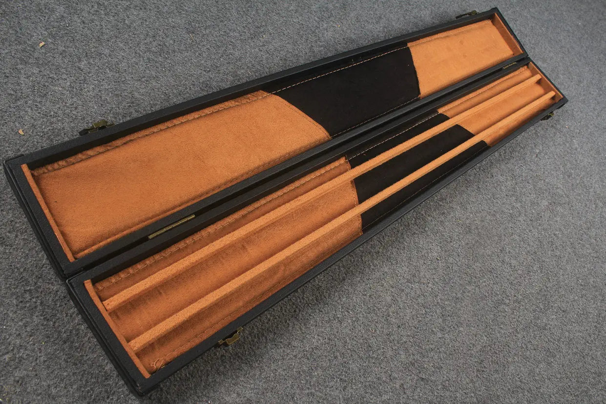 Plain Black Wide Snooker Pool Cue Case with Plastic Ends 3 Slots