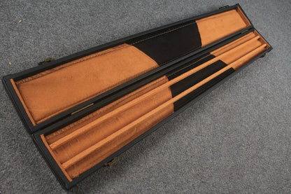 Plain Black Wide Snooker Pool Cue Case with Plastic Ends 3 Slots